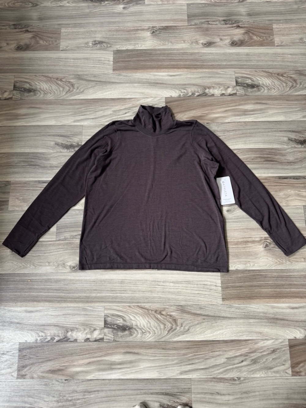 Athleta Foresthill Ascent Seamless Turtleneck Wool Blend in Walnut Brown Size 2X